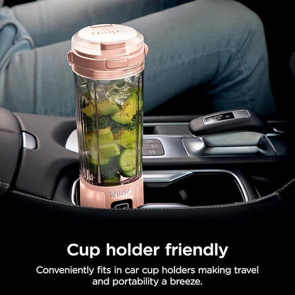 Ninja BC155PS Blast Two-Pack Portable Blender, Cordless, 18oz. Vessel, Personal Blender-for Shakes & Smoothies, BPA Free, Leakproof-Lid & Sip Spout, Rechargeable, Dishwasher Safe Parts, Peach & Stone