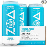 Load image into Gallery viewer, ZOA Zero Sugar Energy Drinks, Tropical Punch - Sugar Free with Electrolytes, Healthy Vitamin C, Amino Acids, Essential B-Vitamins, and Caffeine from Green Tea - 16 Fl Oz (12-Pack)