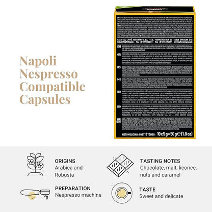 Caffe' Vergnano Medium Roast Espresso Bundle - Original Line Machine Compatible Arabica Robusta Italian Coffee For Nespresso Coffee Machines, Oro, Intenso, Napoli - 10 of Each Flavor (30 Capsules)