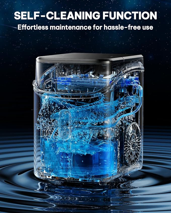 Silonn Nugget Ice Maker Countertop, Pebble Ice Makers with Crushed Soft Chewable Ice, 33lbs Per Day with Scoop, Pellet Portable Ice Machines with Auto-Cleaning for Home, Kitchen, Office, Black