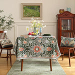 Load image into Gallery viewer, Designer Bohemian Linen Green Table Cloth for Rectangle Table,Floral Indoor Tablecloth,Stain Resistant Decor Tablecloths for Dining Thanksgiving Kitchen Party Christmas,55"*79"-Naples