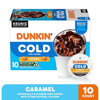 Dunkin' Cold Caramel Flavored Coffee, 10 Keurig K-Cup Pods
