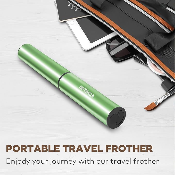 Rechargeable Milk Frother Handheld Electric Frother Wand Milk Foamer Drink Mixer for Coffee, Lattes, Cappuccino, and Egg, Stainless Steel for Travel-Green