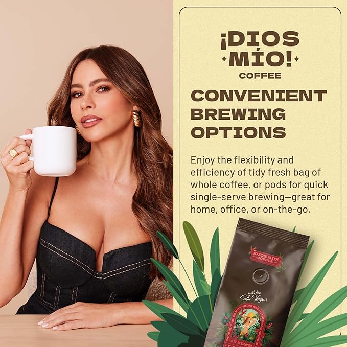 Dios Mio Coffee by Sofia Vergara, Dark Roast, Whole Bean Premium Colombian Coffee, 12 Ounce Bag