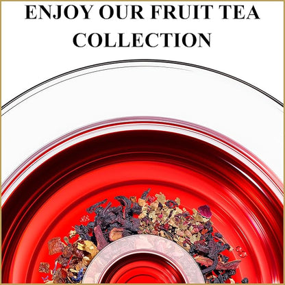 Ronnefeldt 100% Fruits of Joy – German Fruit & Herbal Tea with Hibiscus, Rose Hips, Papaya & Mint – Loose Leaf in 15 Individually Wrapped Bags – Naturally Caffeine-Free