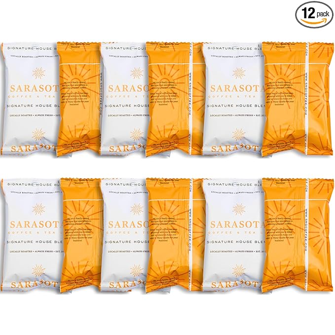 Breakfast Blend Ground Packets – Medium Roast, 2oz Pre-Measured Packs for 8–12 Cup Drip Makers | Low Acid Single-Pot Pouches, Individually Wrapped | 12-Count by Sarasota Coffee