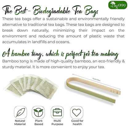 TOG999 60 Tea Bags Relieves Constipation Natural Tea, Blend of Senna Leaves - Peppermint - Licorice - Fennel, 100% Natural Ingrendients, Hand-made Herbal Tea, No Sugar, No Caffeine, No Gluten, Vegan.