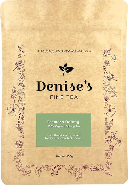 Denise's Fine Tea, USDA Organic, Formosa Oolong, Oolong Tea, Loose Leaf (100g)