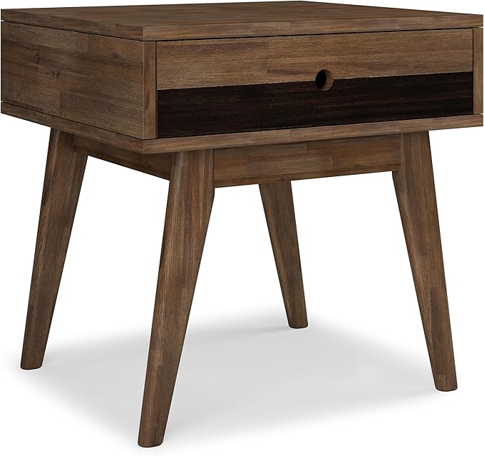 SIMPLIHOME Clarkson SOLID ACACIA WOOD 22 Inch Wide Rectangle Contemporary End Table in Rustic Natural Aged Brown, For the Living Room and Bedroom