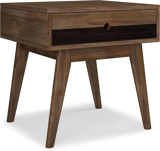 SIMPLIHOME Clarkson SOLID ACACIA WOOD 22 Inch Wide Rectangle Contemporary End Table in Rustic Natural Aged Brown, For the Living Room and Bedroom