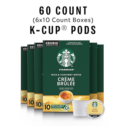 Starbucks K-Cup Coffee Pods, Crème Brûlée Flavored Coffee, Naturally Flavored, 100% Arabica, 6 boxes (60 pods total)