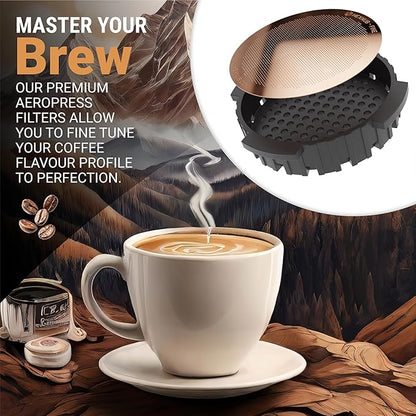 HEXNUB - Reusable Metal Filters for AeroPress Coffee Maker, Stainless Steel Filter Fits AeroPress Original & Go Cafe Press, Fuller Bodied Coffee Than Paper Filters - COPPER 2-PACK