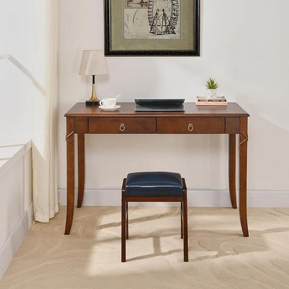 PADMA HOUSE Solid Wood Console Table with 2 Drawers, 46" L Tradional Sofa Table with Dual Hourglass Tabletop, Large Secretary Desk Entry Table for Home Office, 46.06 * 21.65 * 30.91in