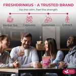 Load image into Gallery viewer, FreshDrinkUS, 40 Tea Bags - Menopause Support Herbal Tea – Soothing Blend with Rhubarb, Hibiscus, Valerian, Passiflora, Ashwagandha, Fennel &amp; Chamomile, Caffeine-Free, Vegan, Non-GMO
