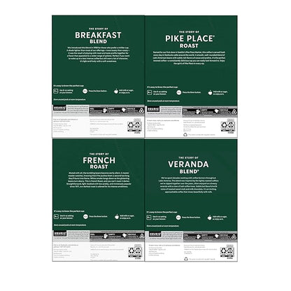 Starbucks Black Coffee K-Cup Coffee Pods — Variety Pack for Keurig Brewers — 4 boxes (96 pods total)