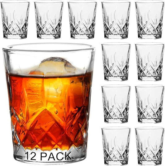 Ruckae 12 Pack 1.5 OZ Shot Glasses Set Crystal Shot Glass Bulk Clear Cone Shot Glasses for Vodka Tequila Whiskey Liquor