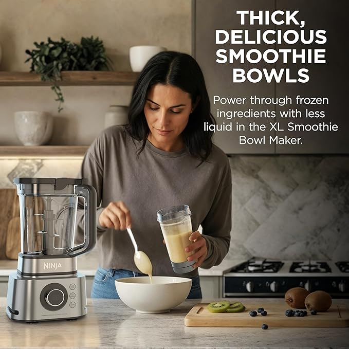 Ninja Blender & Food Processor Combo, Foodi Power Blender System for Smoothies, Bowls, Spreads & Shakes, 6 Functions, 72-oz Pitcher, To-Go Cups, Silver, SS401