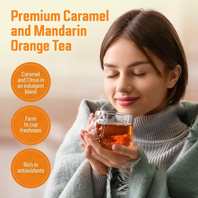 Cederberg Tea Company Caramel Mandarin Orange Rooibos Tea Bags - Made with Organic Red Rooibos Tea, South African Herbal Tea, Naturally Caffeine Free Tea, Small Batch - Select Blend Non-GMO, Premium Leaf, Antioxidant-Rich, 100 Count