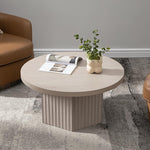 Load image into Gallery viewer, SICOTAS Round Coffee Table for Living Room, 32" Circle Modern Fluted Center Coffee Table with Storage, Mid Century Accent Tea Dining Table for Small Space, Apartment, White Alder