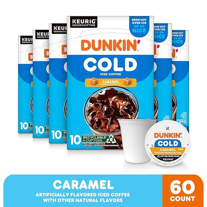 Dunkin' Cold Caramel Flavored Coffee, 60 Keurig K-Cup Pods