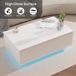 Load image into Gallery viewer, 41" LED Coffee Table with 2 Drawers - High Gloss White Modern Table with Lighting for Living Room (41.33" W x 23.62" D)