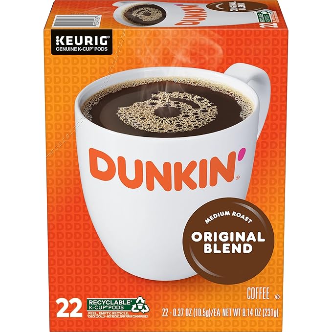 Dunkin' Original Blend Coffee, Medium Roast, K-Cup Pods, 22 Count Boxes (Pack of 4)