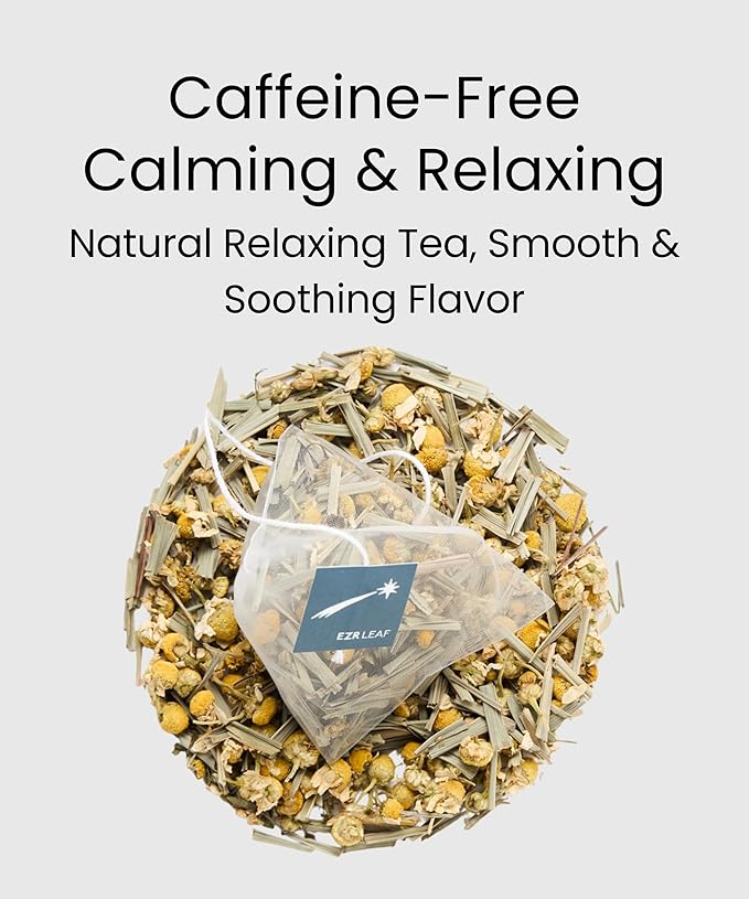 EZR Leaf Mint & Chamomile Herbal Tea 20 Pyramid Tea Bags 1.4 Once with Lemongrass Mint Leaves Caffeine Free Decaf Blend Natural Relaxing,Wellness Gift-Ready
