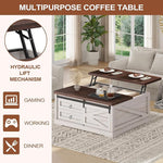 Load image into Gallery viewer, Itaar 39.4'' Lift Top Coffee Table with Storage, Farmhouse Coffee Tables for Living Room, Square Coffee Table with Large Hidden Compartment &amp; 2 Drawers &amp; Adjustable Shelves, White
