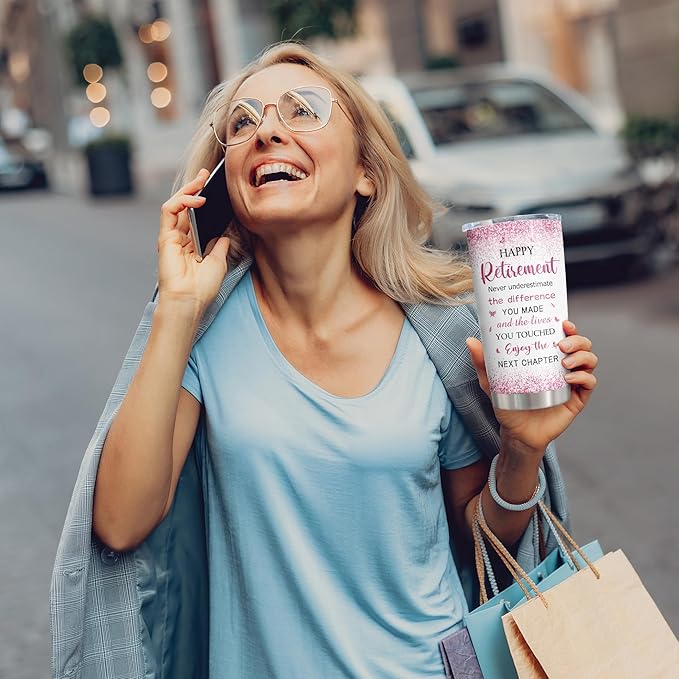 ZANIION Retirement Gift for Woman 2025 Tumbler 1PC, Best Retirement Gifts Ideas, Retirement Gifts Mug, Retired Gifts for Women, Retirement Party Decorations, Farewell Gifts for Coworkers Cup 20oz