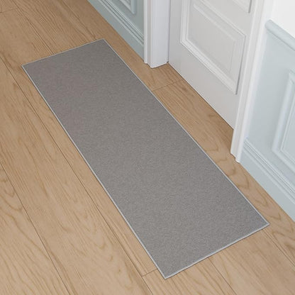 Ottomanson Hallway Runner Rug 2'2" x 6' Non Slip Solid Area Rugs Easy to Clean Laundry Rug Runner Durable & Pet Friendly Floor Carpet Runners for Hallways Entryway Living Room Kitchen, Gray