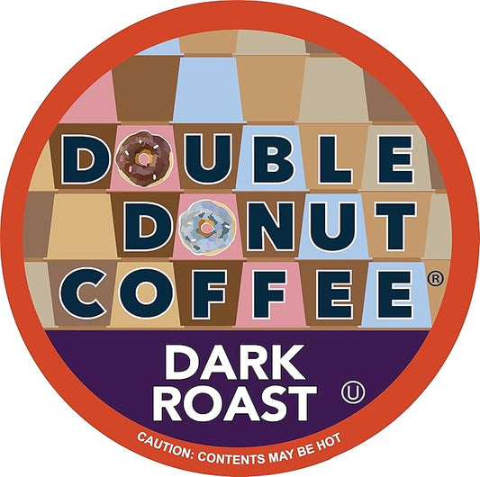 Double Donut Coffee Dark Roast Coffee Pods, Extra Bold Blend Coffee, Single Serve Coffee For Keurig K Cups Machines, Dark Roast Coffee in Recyclable Pods, 48 Count