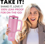 Load image into Gallery viewer, WETOWETO 40oz Tumbler with Handle and Lid | 100% Leakproof Insulated Stainless Steel Travel Mug | Keeps Cold 34Hrs/Hot 10Hrs | Dishwasher Safe, Fits Car Cup Holder (Lilac Color)