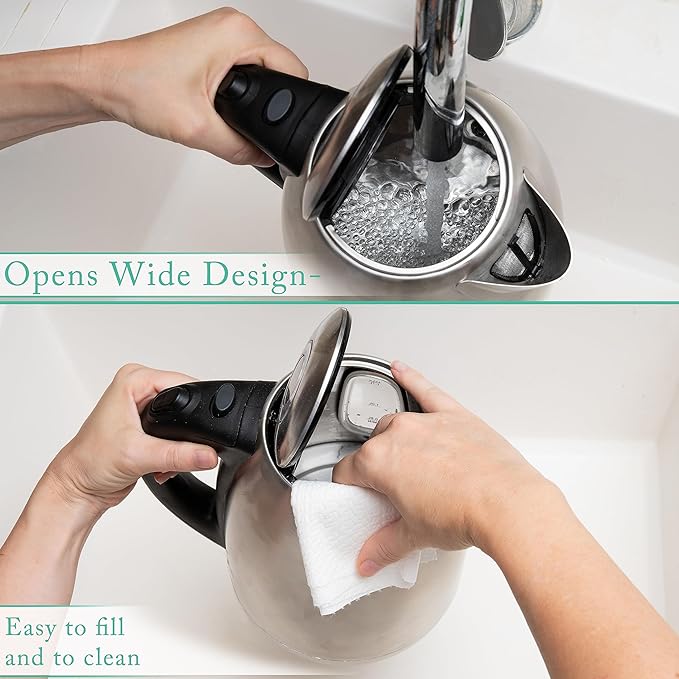 Mixpresso 1.7L Stainless Steel Small Electric Kettle, Cordless 1500w Fast Boiling Pot, Portable Hot Water Electric Tea Kettle With Boil Dry Protection & Auto Shut-Off