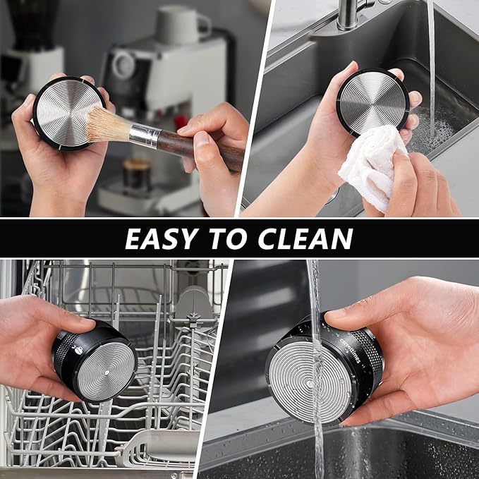 Espresso Tamper 51mm, Adjustable Depth Coffee Tamper with Calibrated Spring Loaded, 304 Stainless Steel Palm Tamper Tool, fits 51mm Portafilter Basket (Black)