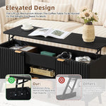 Load image into Gallery viewer, LEYAOYAO 48" Fluted Lift Top Coffee Table with Hidden Storage &amp; Adjustable Shelves, Lifting Tabletop Large Rectangular Coffee Tables, Mid Century Modern Wood Center Table for Living Room,Black
