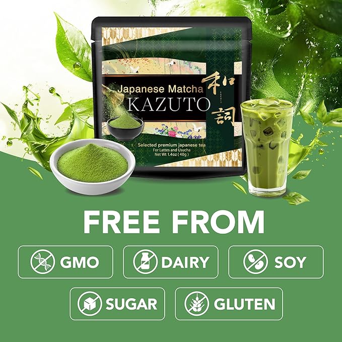 Kazuto Matcha Selected Premium Japanese Green Tea for Lattes and Usucha Superior Premium Grade Authentic Japanese First Harvest from Japan Antioxidants Unsweetned