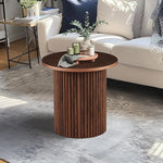 Load image into Gallery viewer, NORDICANA Single Accent Side Table for Living Room, 19.6 Inch Wide 19.6 Inch Tall Walnut Color Round End Table for Sofa, Accent Chair, Manufactured Wood Top with Walnut Veneer