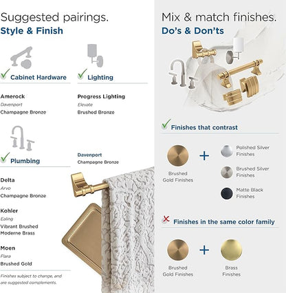 Amerock Champagne Bronze Towel Ring - 5-1/4 in Length - Hand Towel Holder for Bathroom or Kitchen