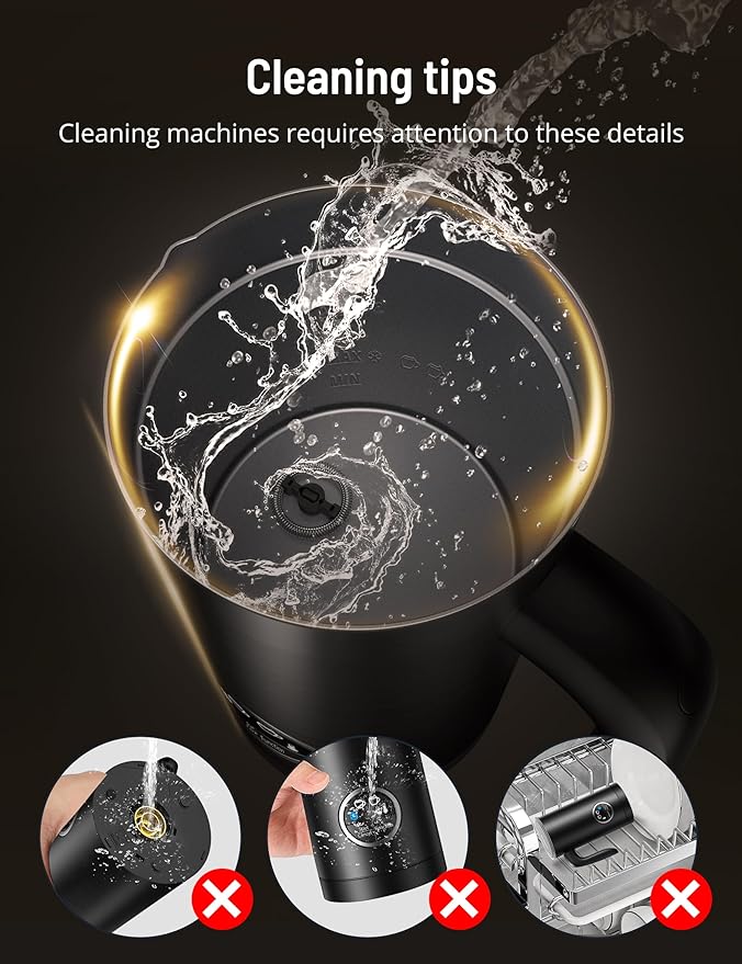 Milk Frother, Airyoyo 4-in-1 Milk Frother with Stand, Electric Milk Frother and Steamer Hot& Cold Foam Temperature Control, Auto Shut-Off Frother for Coffee Latte