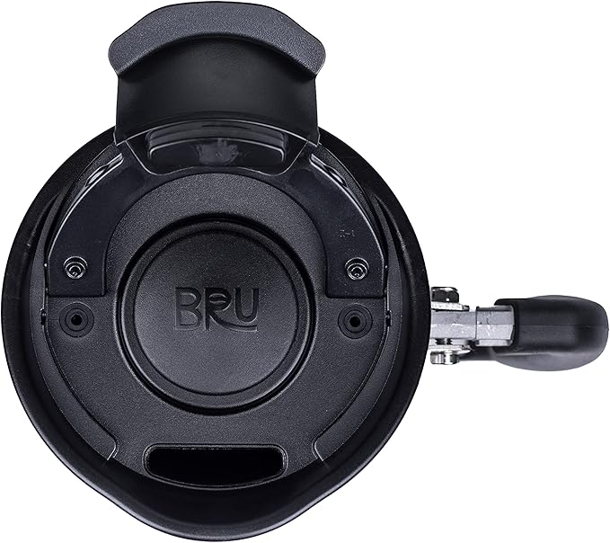 BaseCamp Coffee Press - Double Wall Insulated Stainless Steel - Bru-Stop Technology, No Grounds in Coffee, No Spill Lid (Obsidian, 32 fl.oz)