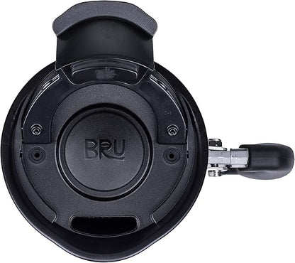 BaseCamp Coffee Press - Double Wall Insulated Stainless Steel - Bru-Stop Technology, No Grounds in Coffee, No Spill Lid (Obsidian, 32 fl.oz)