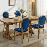 Load image into Gallery viewer, French Country Dining Chairs Set of 6, Blue Velvet Upholstered Dining Chairs, Tufted Back, Solid Wood Legs, Farmhouse Kitchen &amp; Dining Room Chairs, Sillas De Comedor (Blue, 6Pcs)