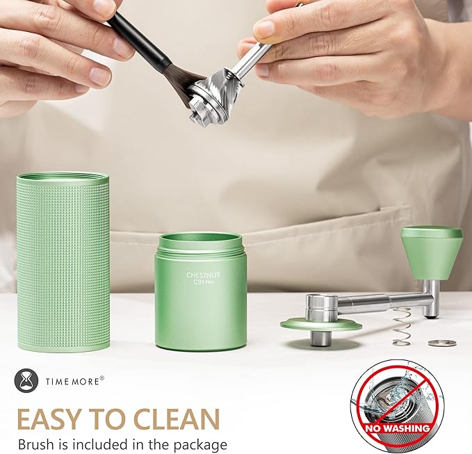 TIMEMORE Manual Coffee Grinder Chestnut C3S PRO, Hand Coffee Grinder with Foldable Handle, Stainless Steel S2C Conical Burr Coffee Grinder, Adjustable Grind Setting for Espresso to French Press, Green