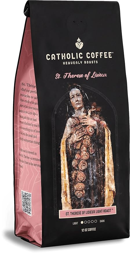 Catholic Coffee St. Thérèse of Lisieux | Light Roast Whole Bean Coffee – Vanilla & Citrus Notes | 12oz Bag – Gentle Catholic Gift Inspired by the Little Flower