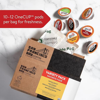 San Francisco Bay Compostable Coffee Pods - Original Variety Pack (120 Ct) K Cup Compatible including Keurig 2.0, French, Breakfast, Fog, Organic Rainforest