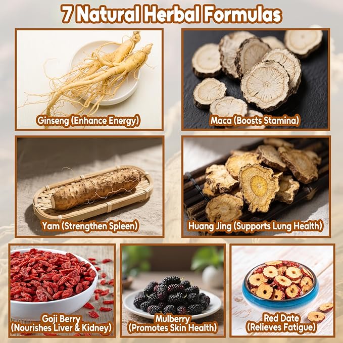 TEARELAE - Ginseng Six Treasure Tea - 10g x 25 Count - Traditional Chinese Herbal Tea for Kidney & Liver Support, 7 Precious Ingredients - Natural Herbal Blend for Daily Wellness - Caffeine-free