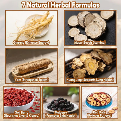 TEARELAE - Ginseng Six Treasure Tea - 10g x 25 Count - Traditional Chinese Herbal Tea for Kidney & Liver Support, 7 Precious Ingredients - Natural Herbal Blend for Daily Wellness - Caffeine-free