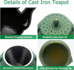 Load image into Gallery viewer, Cast Iron Tea Kettle Set, 33.8oz Hexagon Pattern Teapot Set with Cups and Cup Mats, Teapot Coated with Enameled Interior, Durable Cast Iron Teapot Set with Stainless Steel Infuser