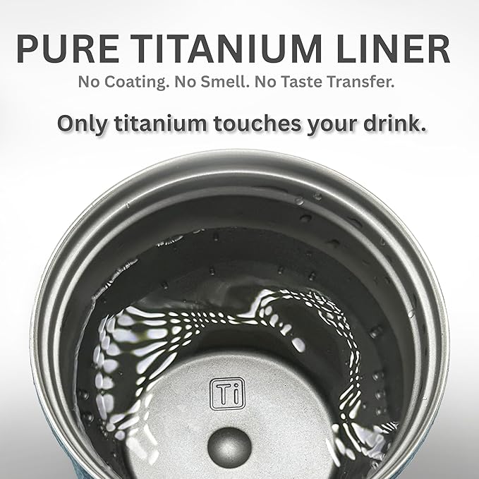 12 oz Titanium Liner Travel Mug with Lid, Double-Wall Vacuum Insulation, Wide Mouth, Leak-Proof, Chemical-Free & Healthy, men and women hot & cold drinks, for Indoor & Outdoor Use (Gray)