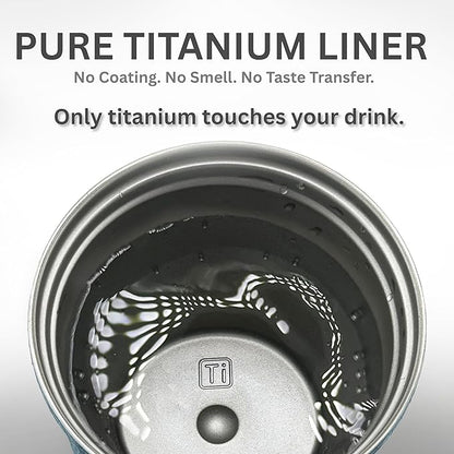 12oz Titanium Liner Travel Mug with Lid, Double-Wall Vacuum Insulation, Wide Mouth, Leak-Proof, Chemical-Free & Healthy, men and women hot & cold drinks, for Indoor & Outdoor Use (Blue)